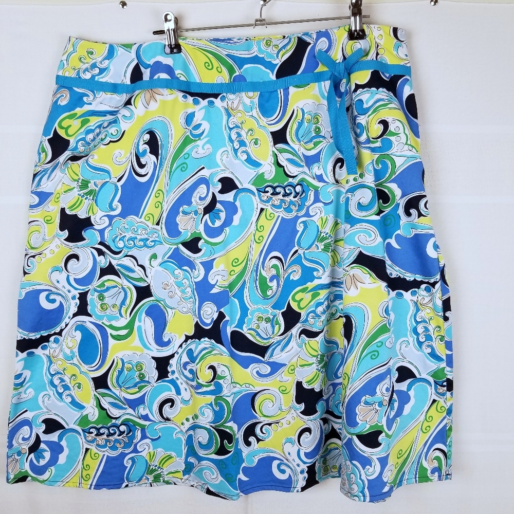 Clothing Co. side zip colorful skirt w/ribbon XL